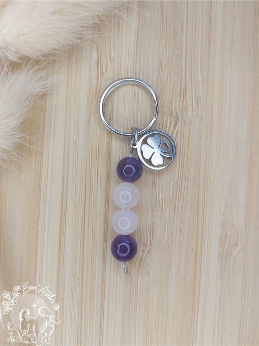 PENDENTIF AMETHYSTE & QUARTZ ROSE